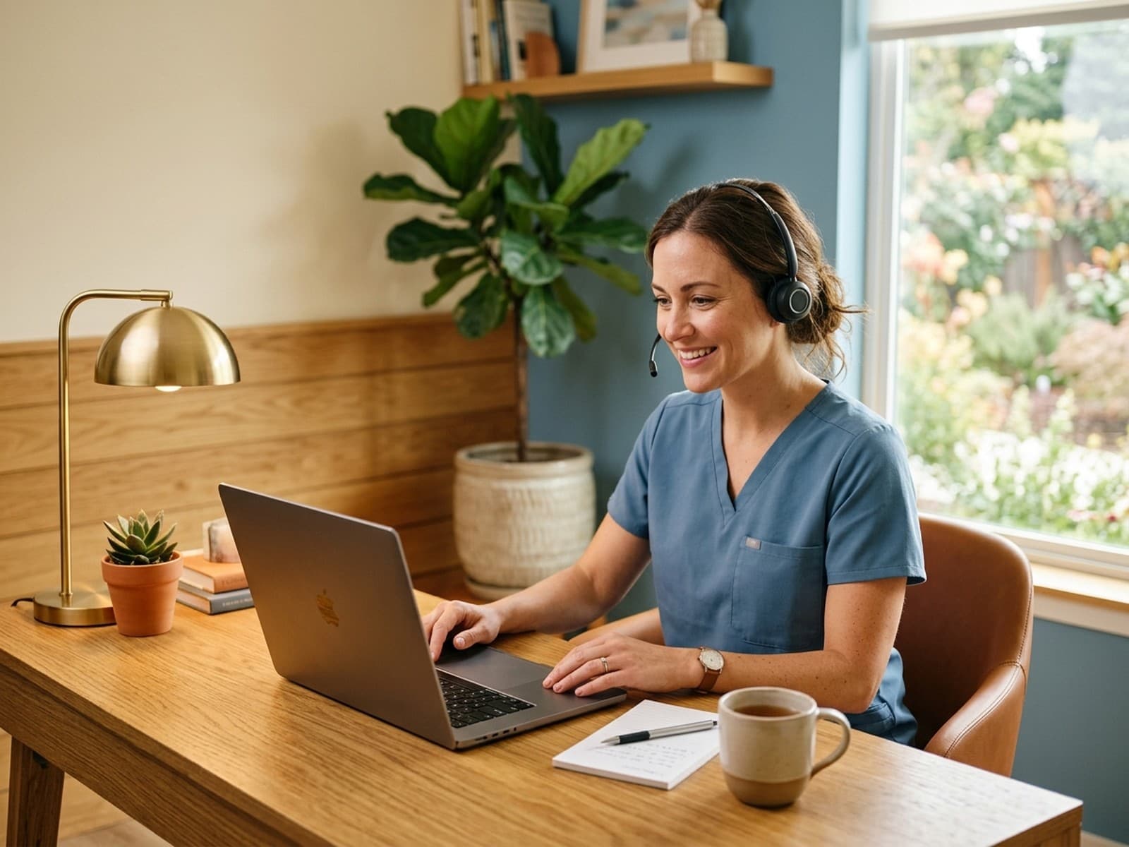 Clinician on a secure video consultation